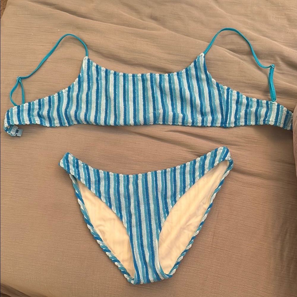 Triangl Swimwear Blue and White Bikini